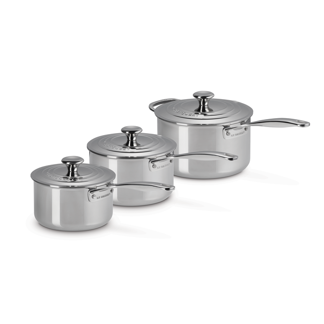 Set of 3 Stainless Steel Saucepans, view 1